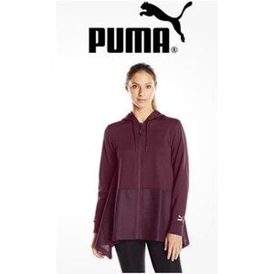 Puma Evo Women's Hoodie Jacket M Medium Maroon Drapy Full Zip Swing Pockets